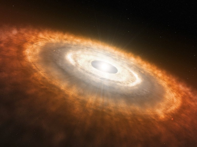 künstliche Darstellung der frühen Entstehungsphase des Sonnensystems